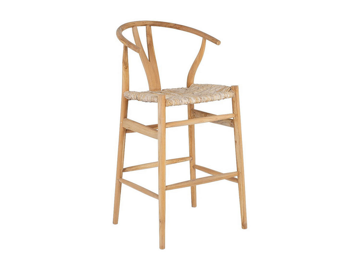 BARHOCKER - Teakholz & Strohgeflecht - Holzfarben - POGIANA - Naturfarben, Holz (55/108/60cm) - Vente-Unique