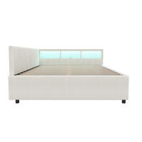 POLSTERBETT 140/200 mit LED, USB/Typ-C, zwei Schubladen, Ablagefächern und Lattenrost aus Leinen in Beige - Beige, Holzwerkstoff/Textil (140/200cm) - EVRYAE
