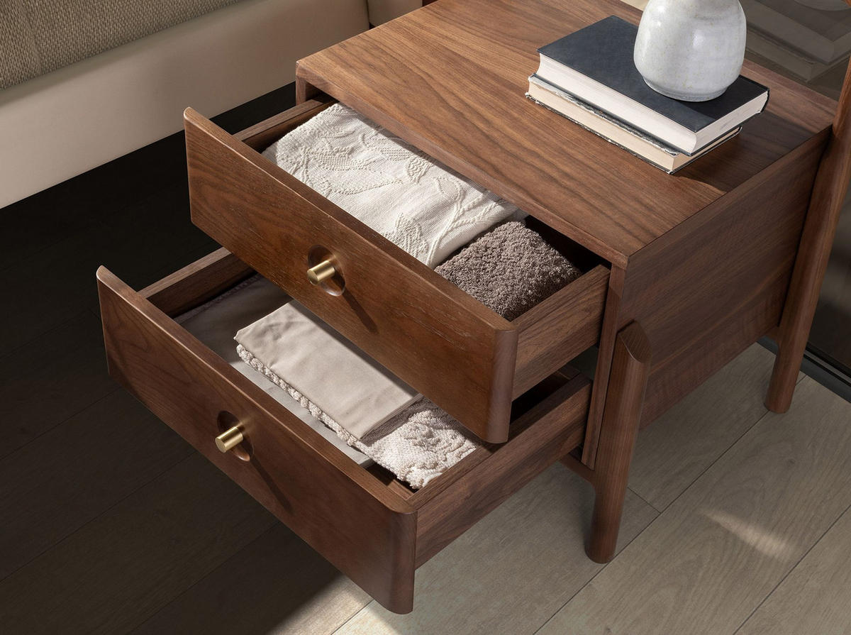 NACHTSCHRANK Nussbaum 56/44/60 cm - Nussbaumfarben/Goldfarben, Holz/Holzwerkstoff (56/60/44cm) - ANGEL CERDA