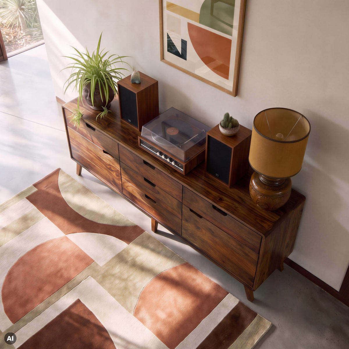 SIDEBOARD Sheesham 200x40x65 walnuss gewachst MALMÖ 2 #130 - Dunkelbraun, Holz (200/65/40cm) - Massivmoebel24