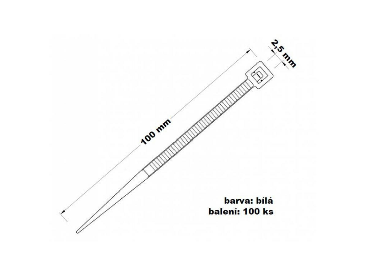 WEIHNACHTSKABELBINDER 100er-Set für Weihnachtsschmuck 2,5 × 100 mm weiß - Weiß, Kunststoff (0.25/0.1/10cm) - LAALU