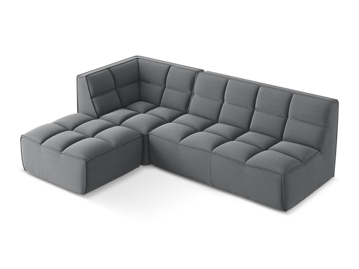 ECKSOFA Beidseitig Samt Stoff Grau - Dunkelgrau/Schwarz, Kunststoff/Textil (258/178cm) - Makamii