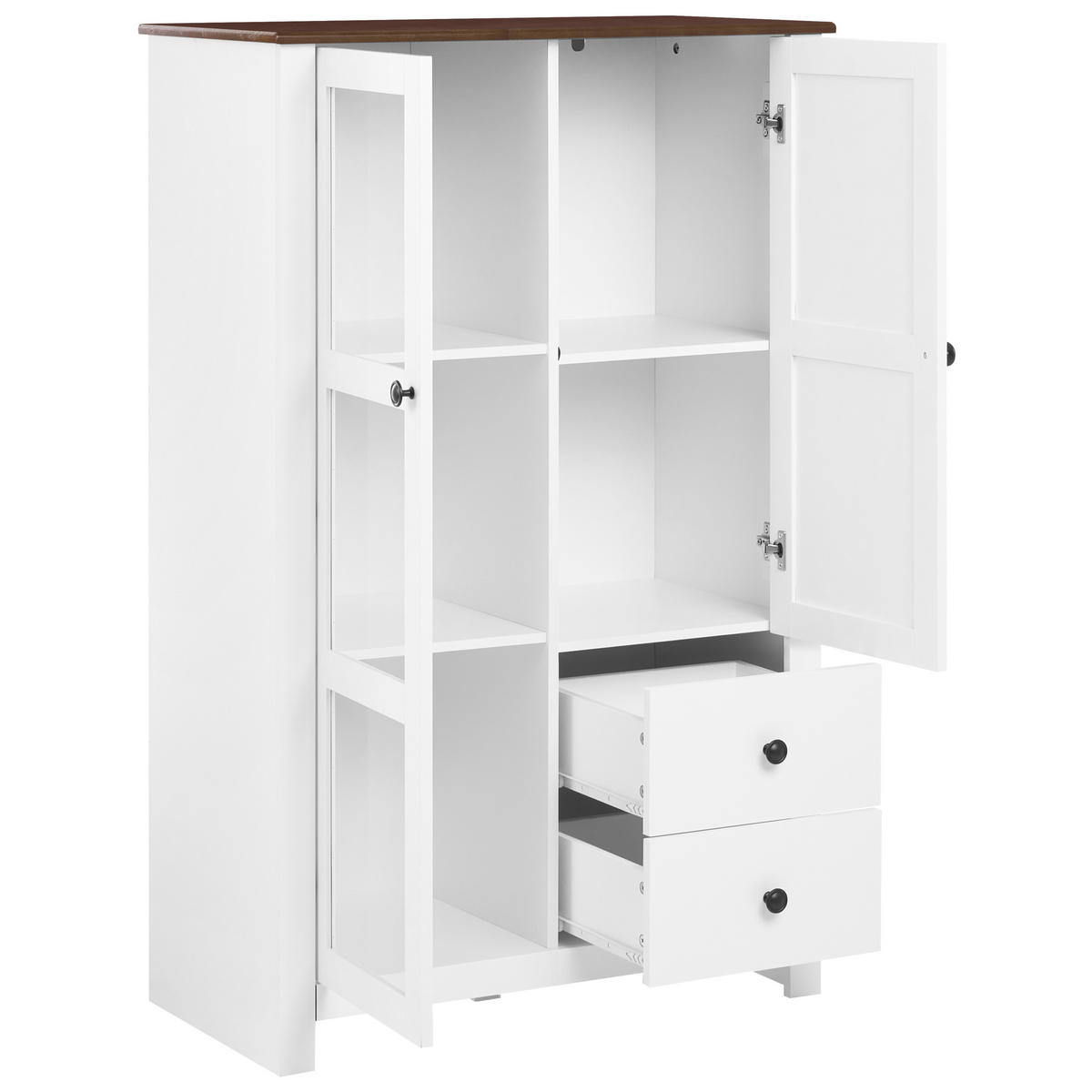 VITRÍNA 80 cm Bílá Pimba - tmavě hnědá, kompozitní dřevo (80/125/40cm) - Beliani