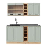 SINGLEKÜCHE R-Line, Mint Landhaus/Goldkraft Eiche, 160 cm ohne Arbeitsplatte - Honigeiche/Grün, Holzwerkstoff (160/81.6/46cm) - Vicco