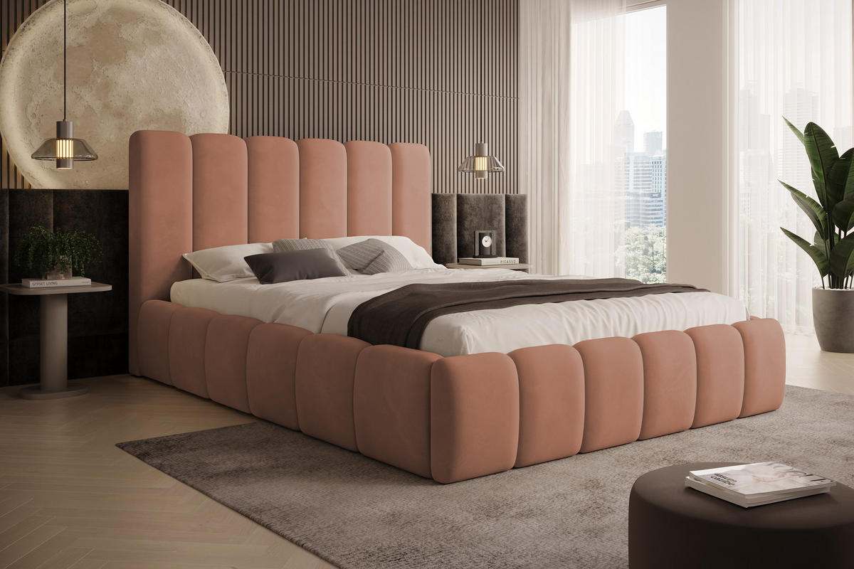 POLSTERBETT Vilo 140x200 mit Bettkasten und Stabilem Metallgestell - Rosa, Textil (140/200cm) - Storez24