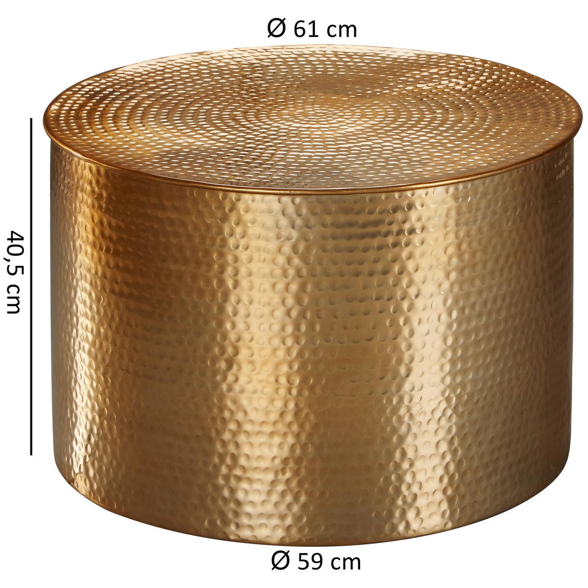 COUCHTISCH Orientstil Hammerschlag-Aluminium, Gold 61x61x40 cm - Goldfarben, Metall (61/61/40cm) - KADIMA DESIGN