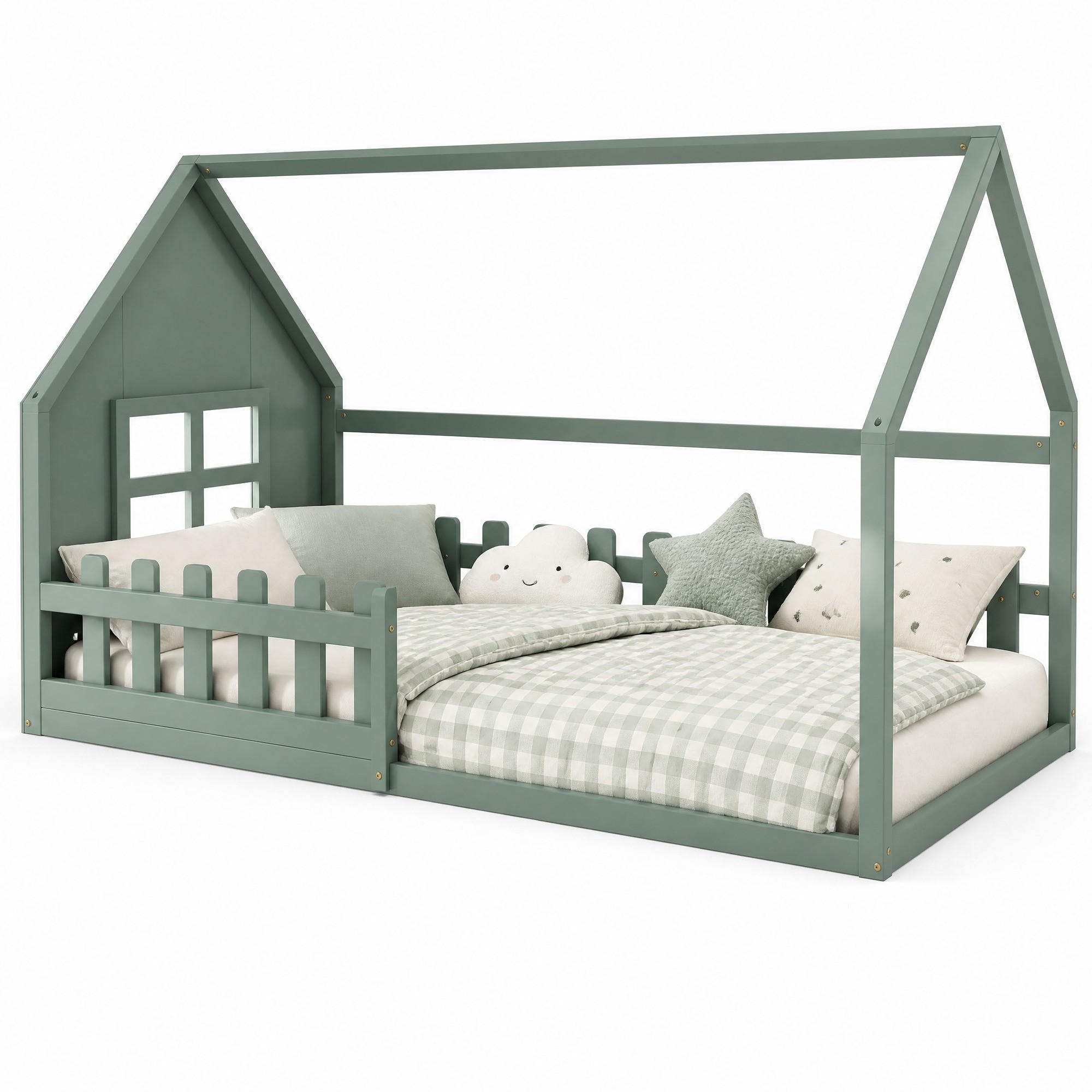 Okmyhome Hausbett Grün 90x200 cm
