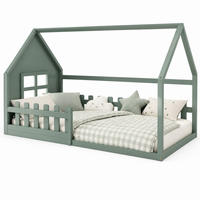 HAUSBETT 90/200 cm in Grün aus Kiefer und MDF im Haus-Design - Grün, Holz (90/200cm) - OKMYHOME
