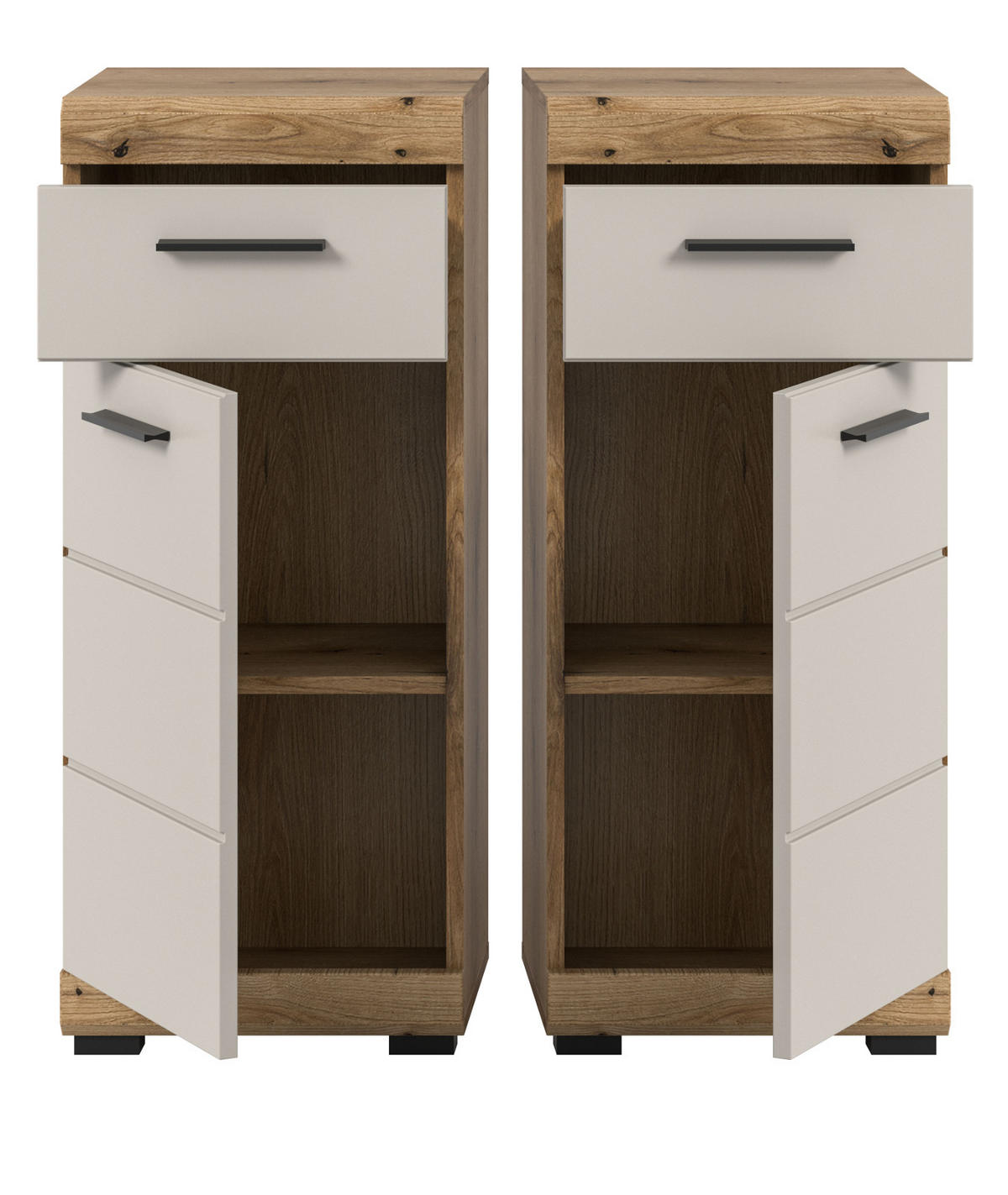 BADKOMMODE Sand Kashmir, Evoke Eiche, Badschrank 37 x 88 cm Shawn - Kastanienfarben/Kaschmir, Holzwerkstoff/Kunststoff (37/88/31cm) - Inn.Furn