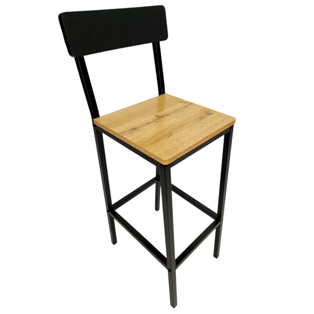 BARHOCKER Holzoptik Metall Eichefarben Schwarz 2-Er Set 90×40×29,5 cm - Eichefarben/Schwarz, Holzwerkstoff/Metall (30/90/40cm) - Begryf