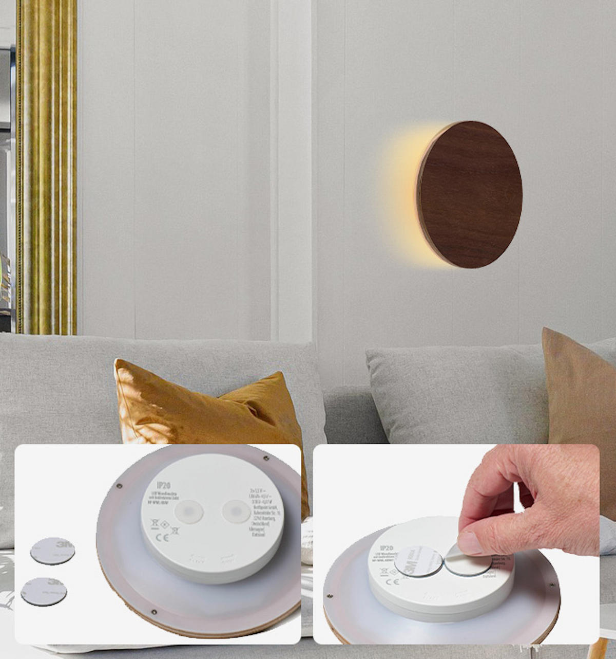 LED-BATTERIE Wandleuchte Indirektes Licht Echtholz mit Bewegungsmelder Walnussholz - Braun, Holz (3.7/15/15cm) - Northpoint