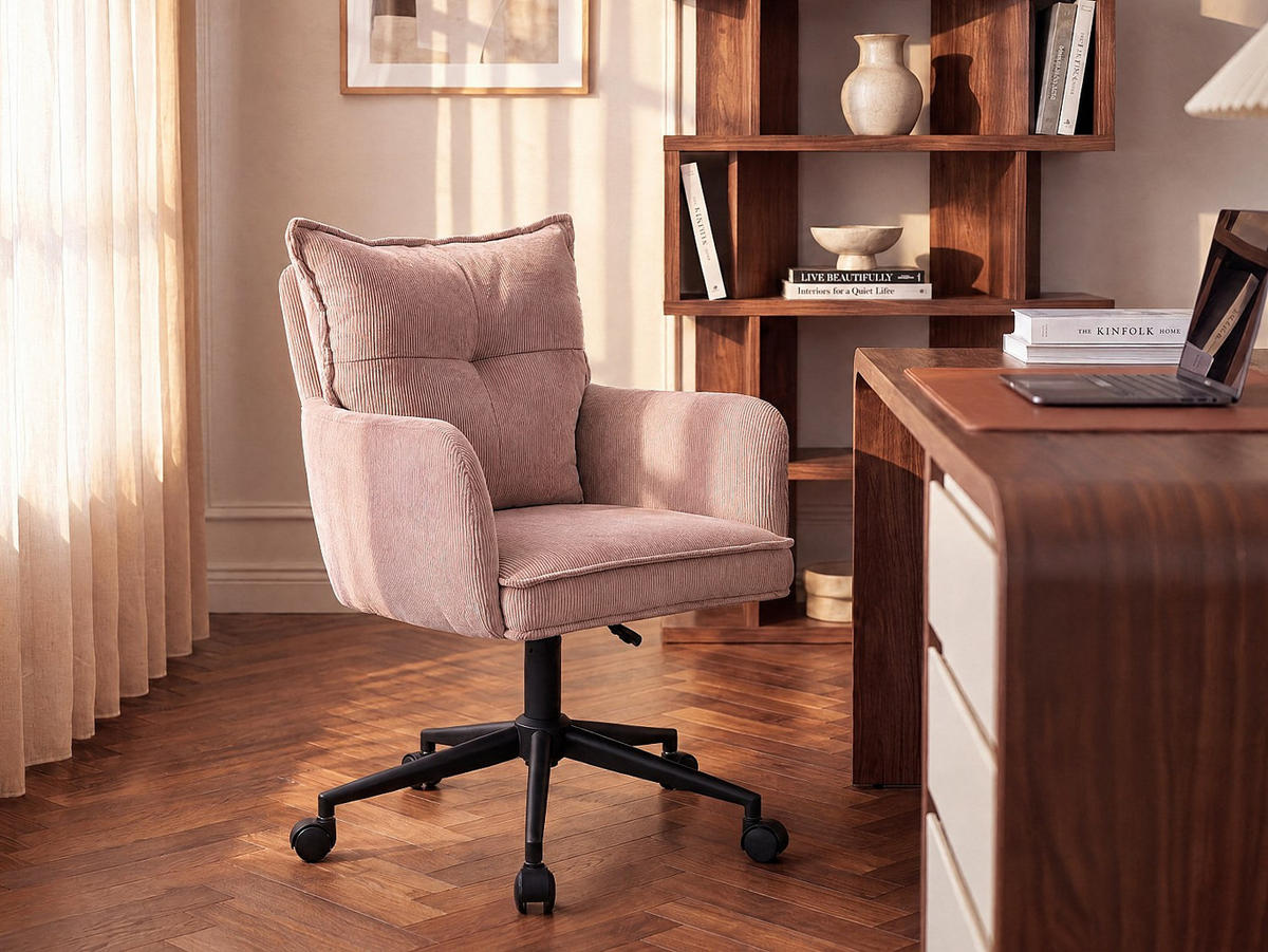 BÜROSTUHL ohne Armlehnen - 59.5 x 64 - samt - rosa Bataru - Pink, Textil/Metall (59.5/88/64cm) - Vente-Unique