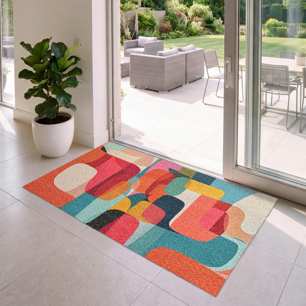 FUSSMATTE Formen - Bunt - Abstrakt - Flugzeuge Sauberlaufmatte 150x90 cm - Multicolor, Kunststoff (150/90cm) - MuchoWow