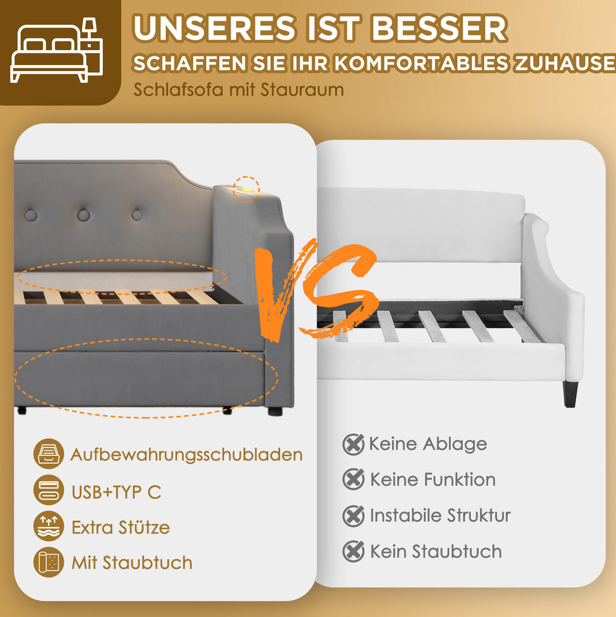 POLSTERBETT 90/200 cm Grau aus Samt mit USB-Type-C und Leselampe - Grau, Textil (90/200cm) - OKMYHOME