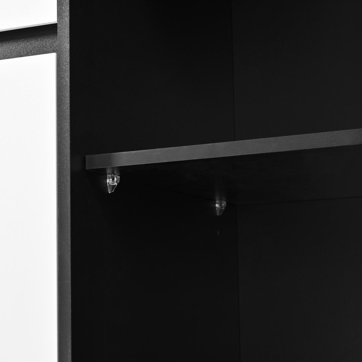 BUFFET DE-37617 80/40/180 cm mit LED-Beleuchtung Weiß/Schwarz - Schwarz/Weiß, Holzwerkstoff (80/180/40cm) - ComfortXL