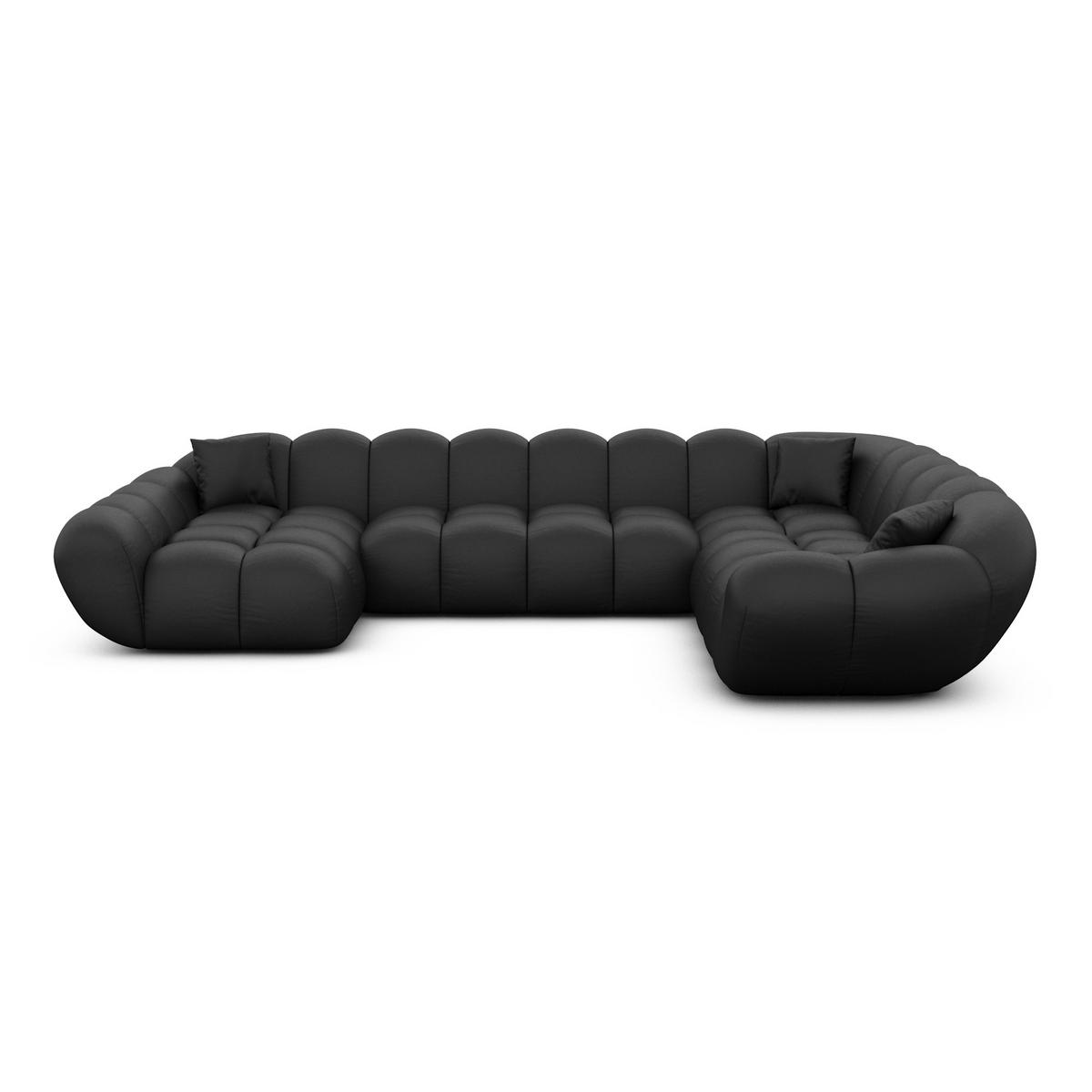 WOHNLANDSCHAFT Liva Schwarz Kunstleder U-Form XXL Links - Schwarz, Kunststoff (323/70/258cm) - VAROYAL