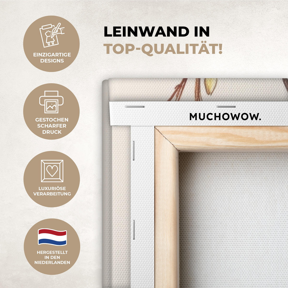 LEINWANDBILD Osterkuchen - Schleife - Eier XXL 150x100 cm - Creme, Textil (150/100cm) - MuchoWow