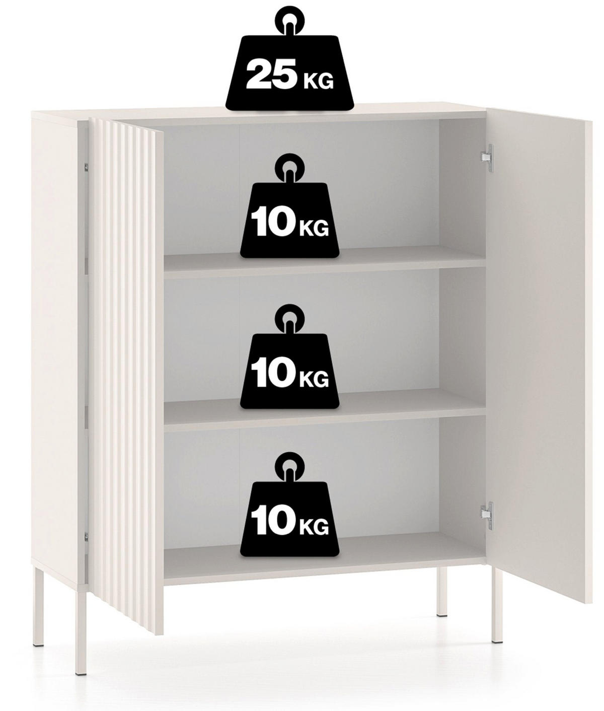 HIGHBOARD Derriva svetlo béžová 100 cm - écru/béžová, kov/kompozitné drevo (100/120/37cm) - Selsey