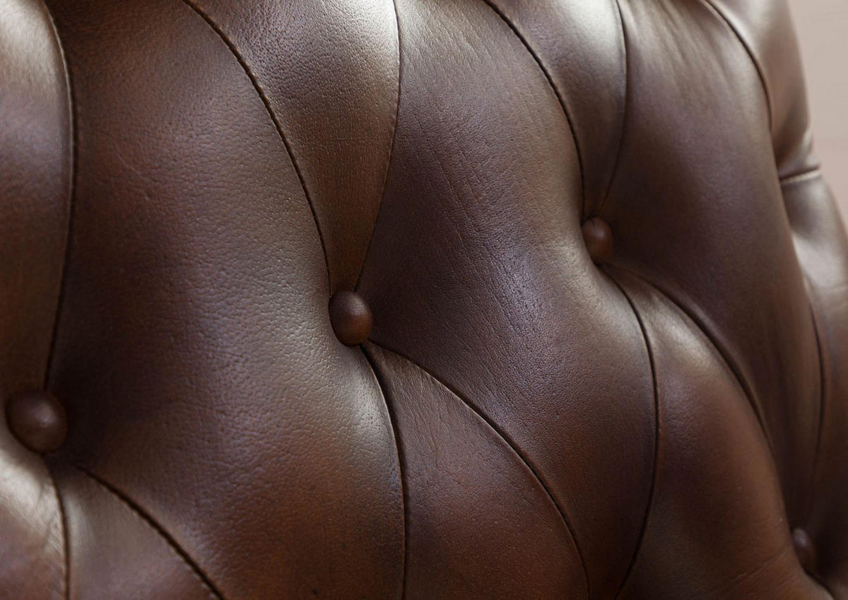 SESSEL Echtleder 84x84x94 braun CHESTERFIELD #105 - Braun, Leder (84/94/84cm) - Massivmoebel24