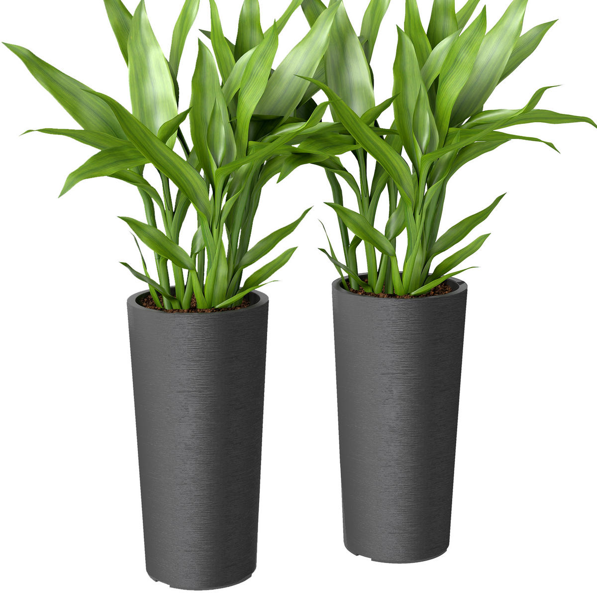 BLUMENTOPF-SET DE-10870 2er stapelbar mit Löchern 35x35 cm Dunkelgrau - Dunkelgrau, Kunststoff (60cm) - ComfortXL