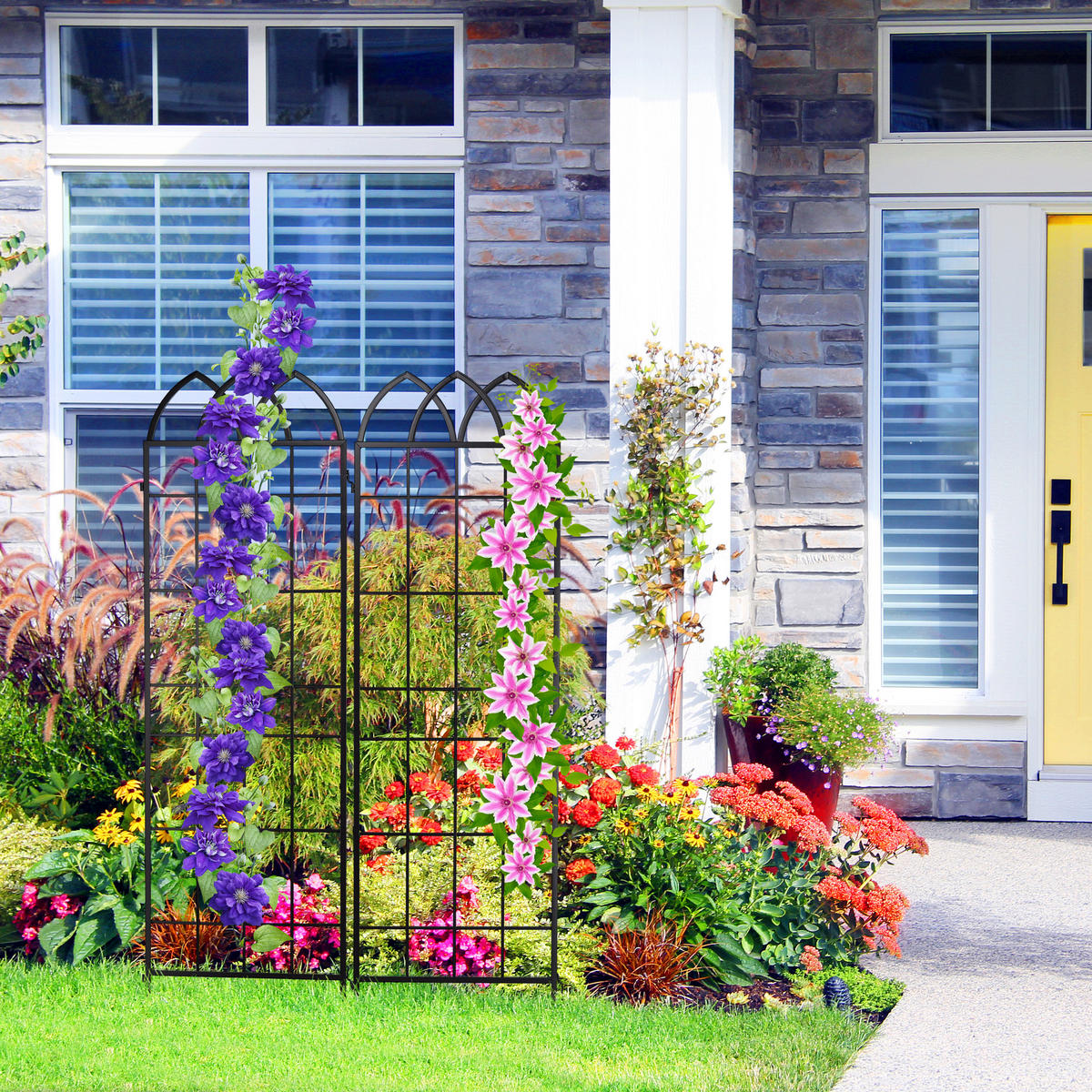 2xRANKGITTER - Schwarz, Metall (51/183/1.5cm) - Relaxdays