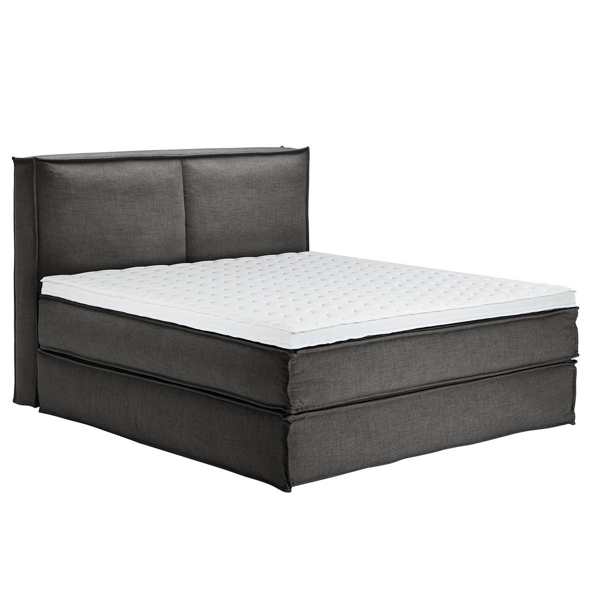 BOXSPRINGBETT mit Kopfteil - Premium - Anthrazit, Textil (180/220cm) - home24