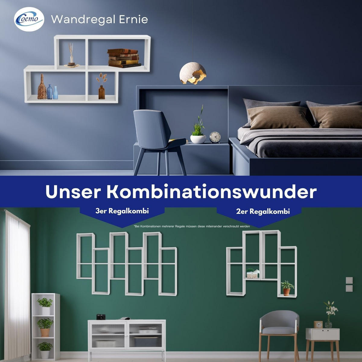 WANDREGAL ERNIE Schwarz 100/20/53 cm - Weiß, Holzwerkstoff (20/53/100cm) - Coemo