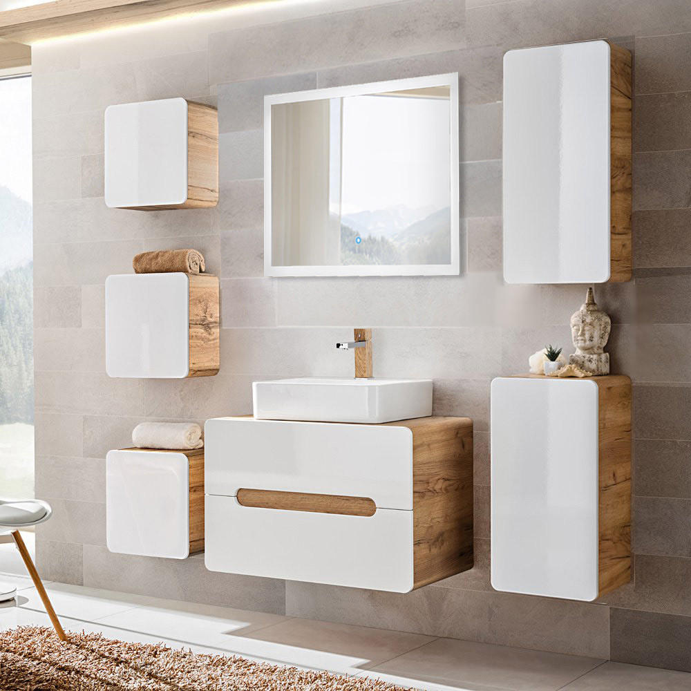Lomado Badmöbel-Set Weiß 180x200x46 cm