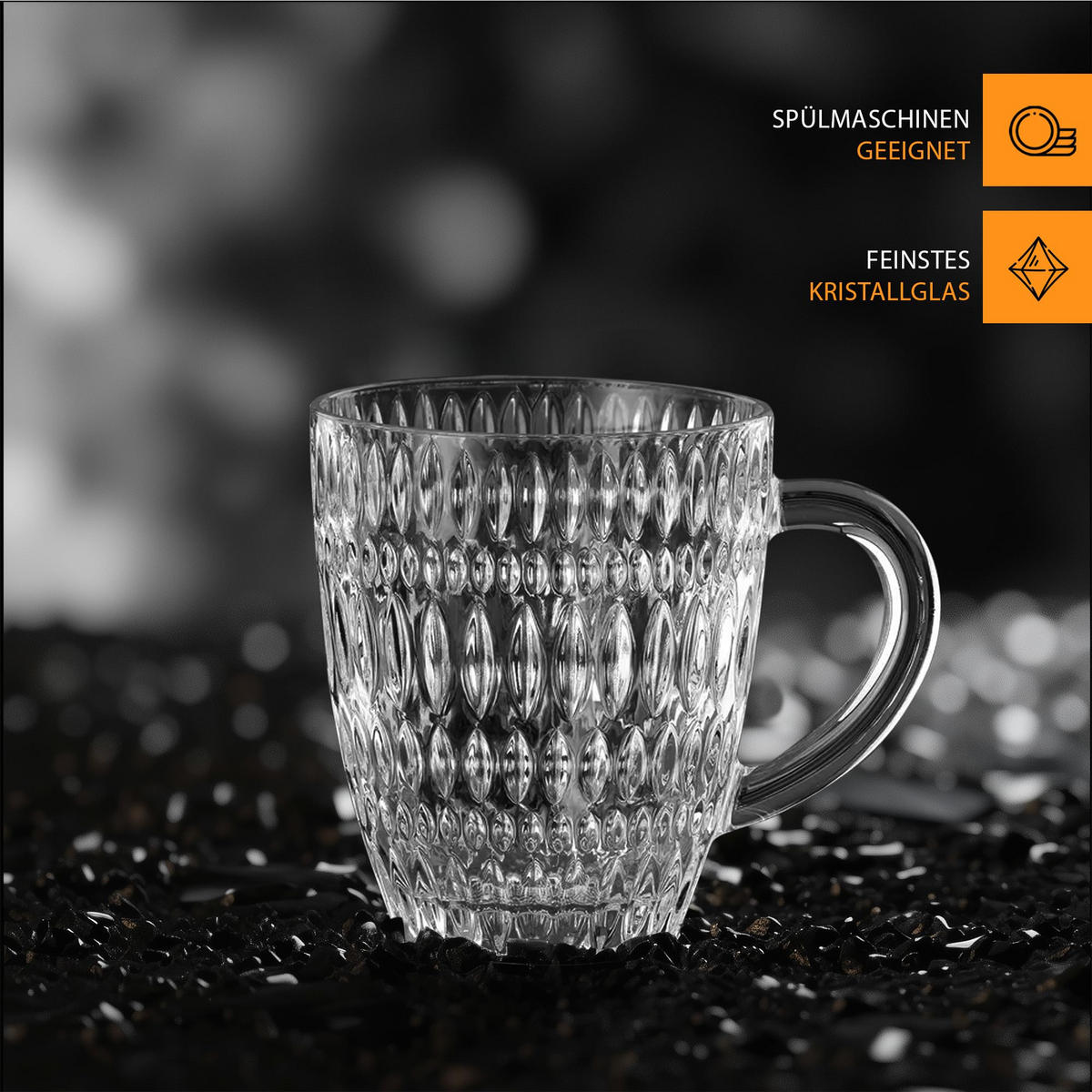 KAFFEEBECHER Ethno Barista transparent 392 ml 2er Set - Transparent, Glas (0.392L) - Nachtmann
