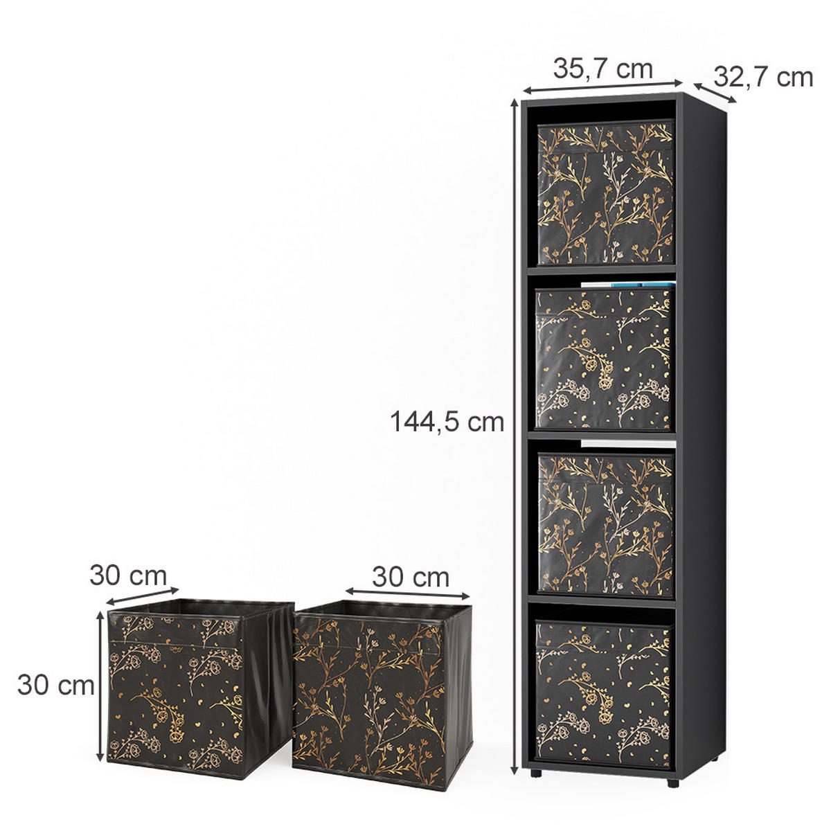 DĚLICÍ STĚNA Ludus Černá - černá, kompozitní dřevo (142.5/36.2/33cm) - Vicco