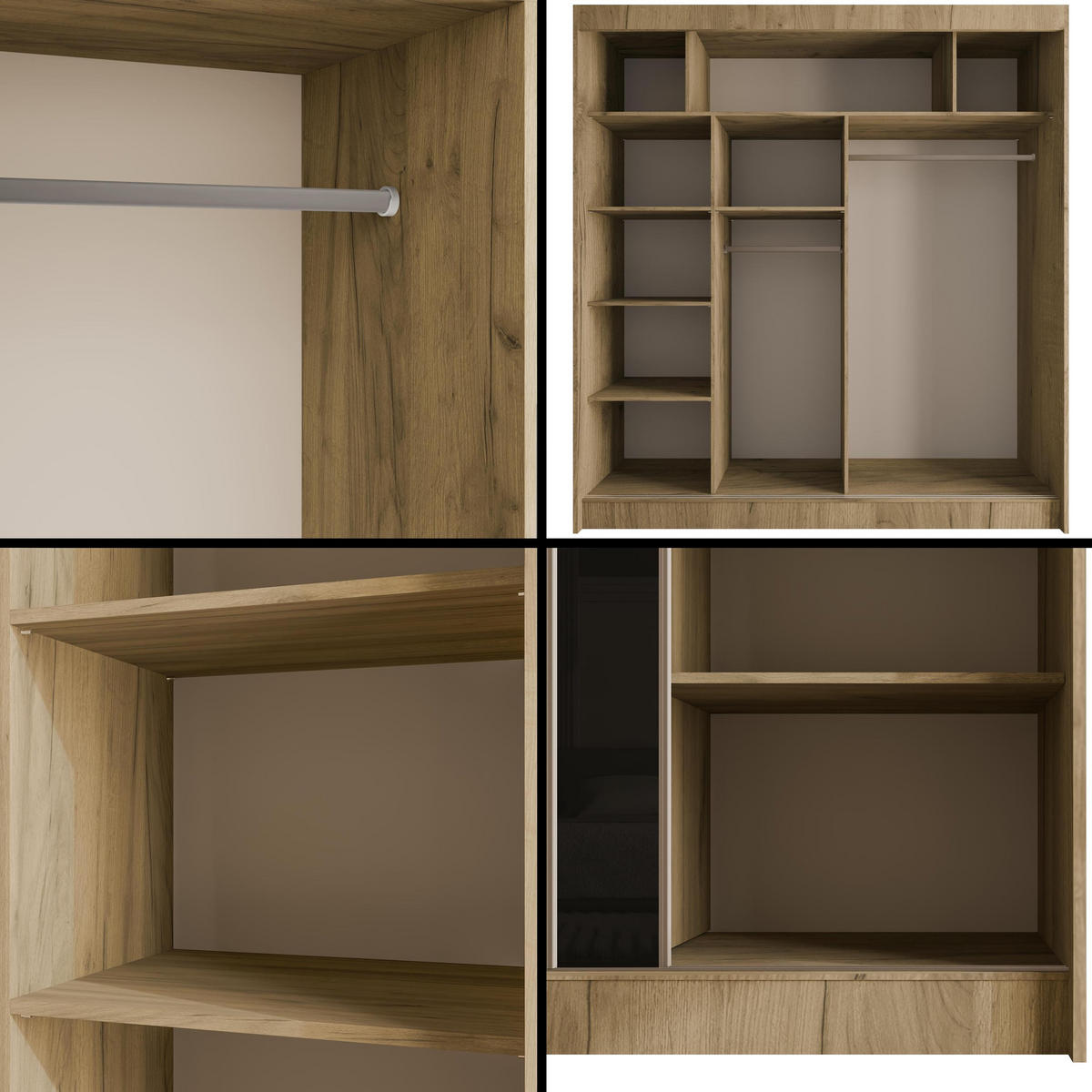 KLEIDERSCHRANK VESLI - 200 cm - Braun|Schwarz - Schwarz/Braun, Holzwerkstoff (200/215/61cm) - ALTDECOR