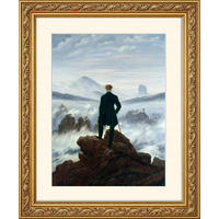BILD gerahmt 53x63 cm Caspar David Friedrich "Wanderer über dem Nebelmeer" - Beige, Holz (53/63cm) - artissimo