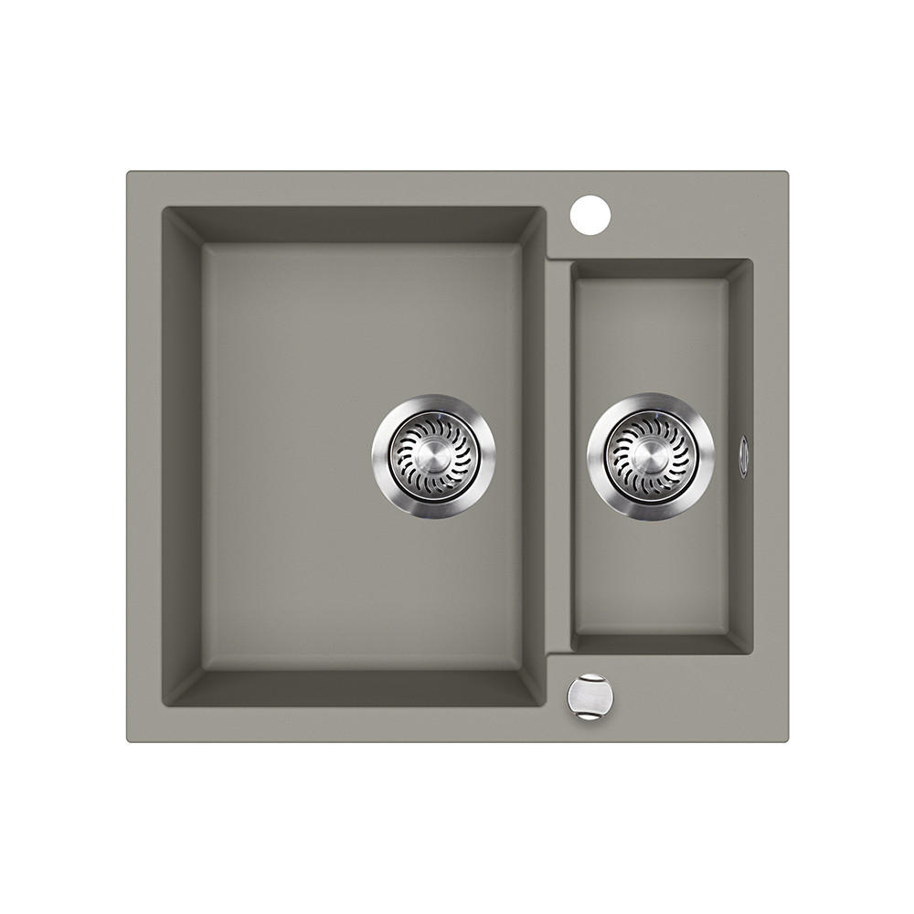 SPÜLBECKEN Prag Beton 58 x 50 cm mit 2 Spülen - Grau, Keramik (58/28/50cm) - Bergstroem