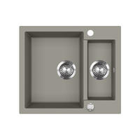 SPÜLBECKEN Prag Beton 58 x 50 cm mit 2 Spülen - Grau, Keramik (58/28/50cm) - Bergstroem