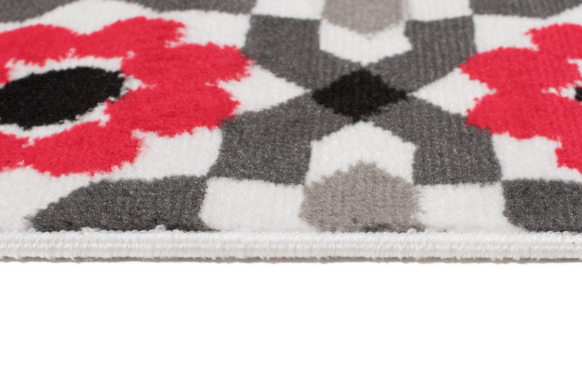 TEPPICH MAYA Rot Floral Mosaik Geometrisch 200/200 cm - Rot, Textil (200/200cm) - Tapiso