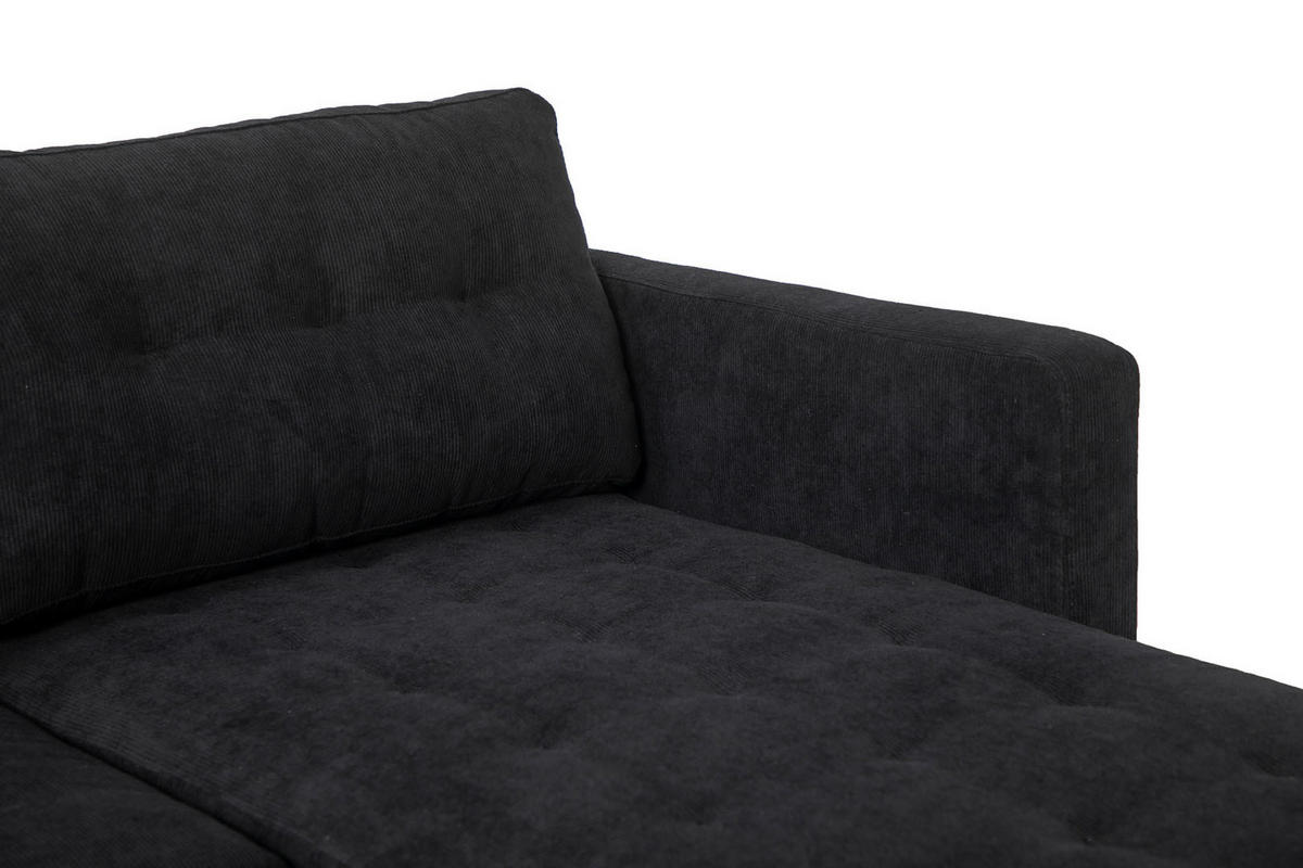 ECKSOFA Samt schwarz - Schwarz, Textil (219/151cm) - ebuy24
