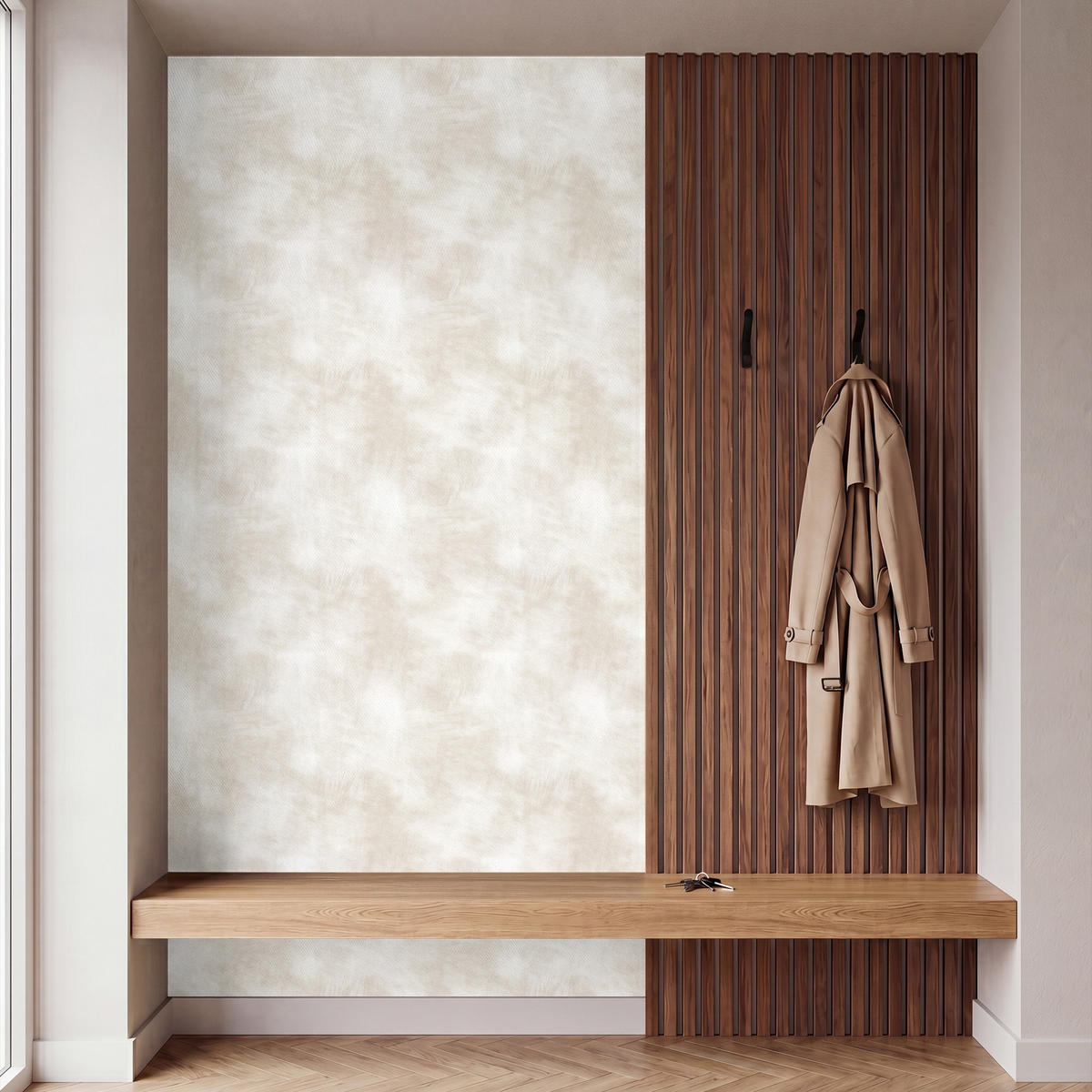 TAPETE - Dezent - Textur - Beige - 140x260 cm - Creme, Papier (140/260cm) - OnlyWow