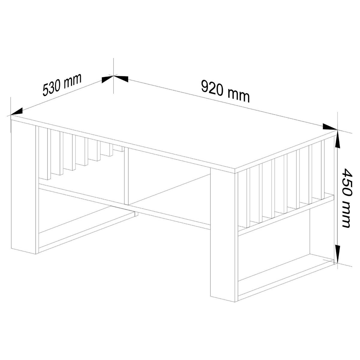 COUCHTISCH ROCKFORD Craft-Eichenfarben, Schwarz 92x53x45 cm - Eichefarben/Schwarz, Holzwerkstoff (53/92/45cm) - Akord