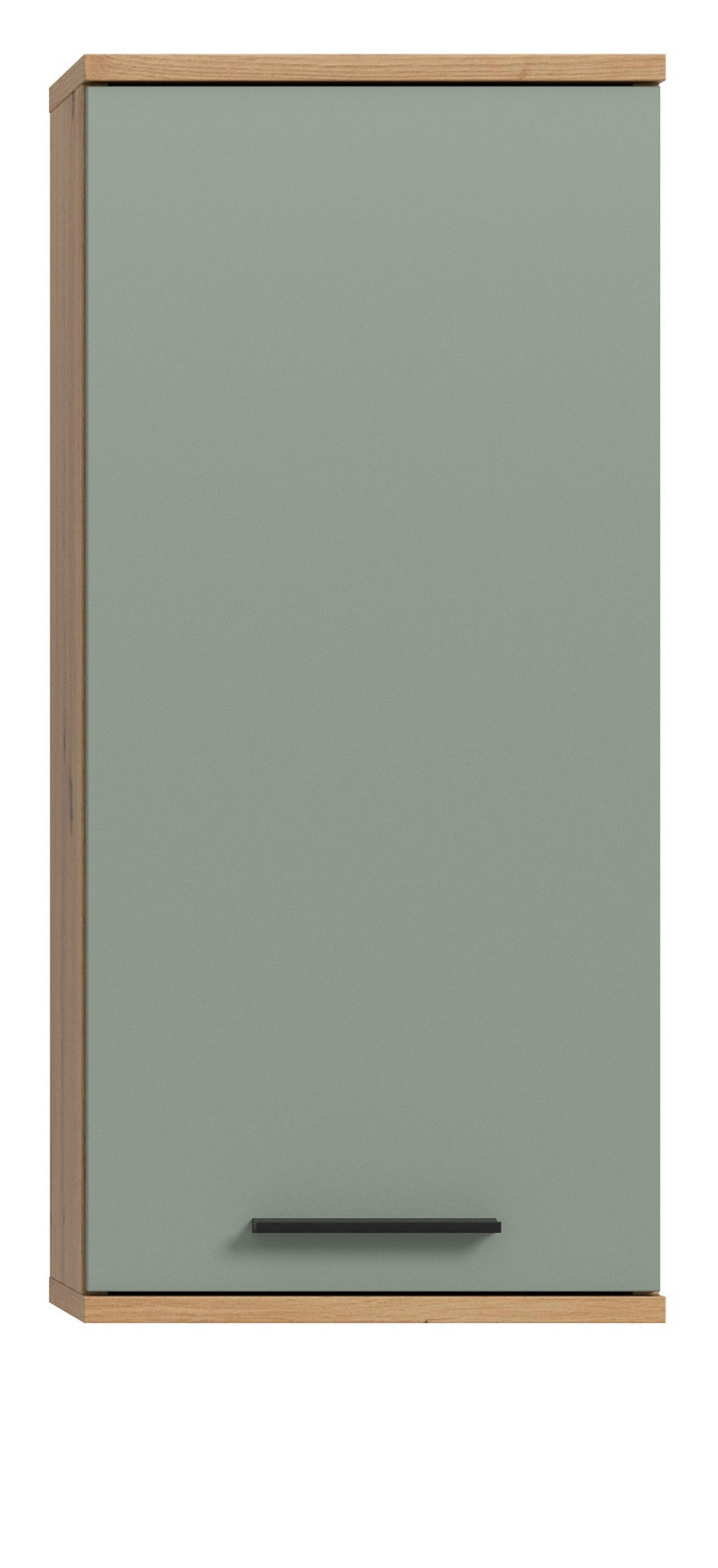 HÄNGESCHRANK Salbei, Artisan Eiche 35 x 77 cm, Badschrank hängend - Salbeigrün/Schwarz, Holzwerkstoff/Kunststoff (35/77/25cm) - Inn.Furn