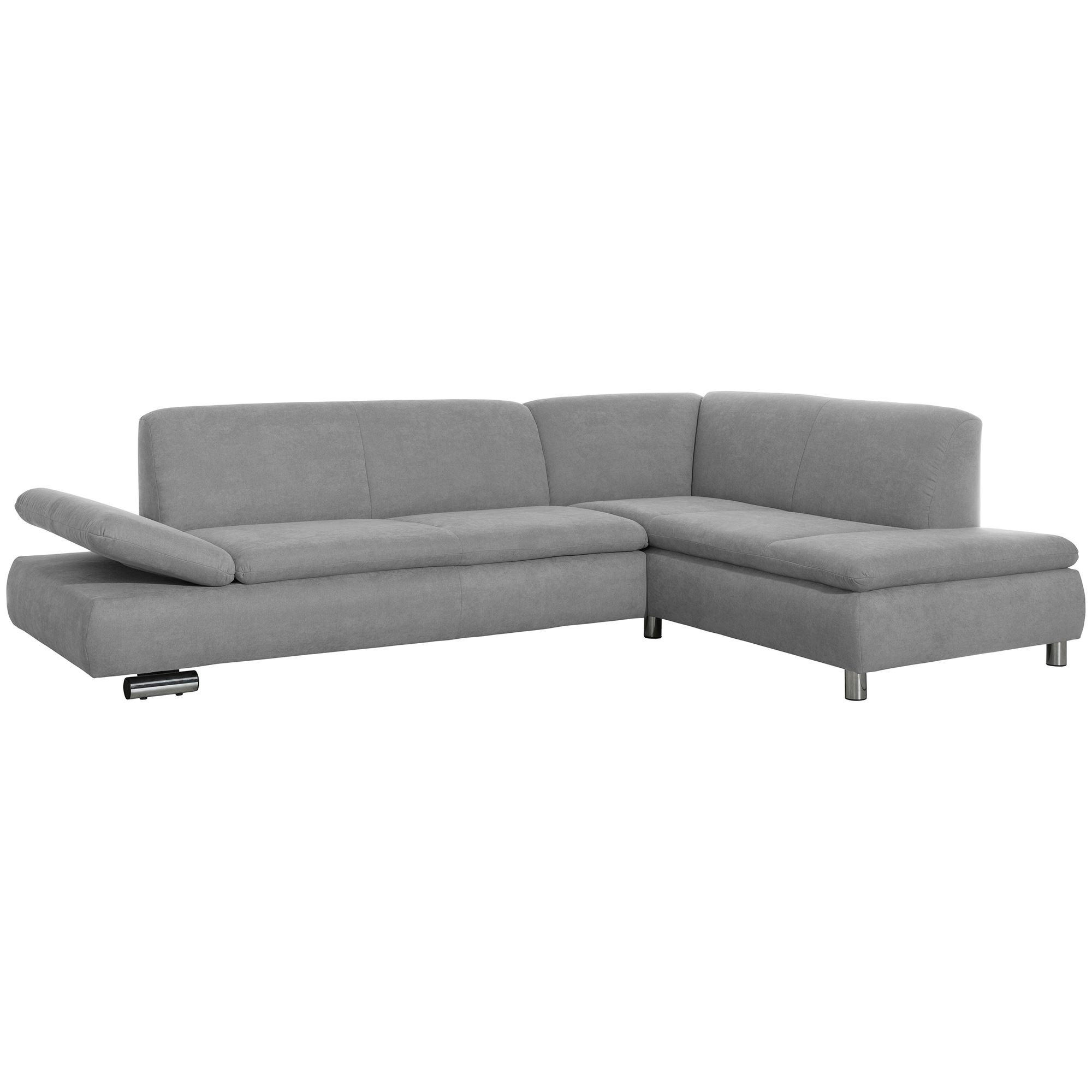 ECKSOFA mit Ottomane rechts Kaye Flachgewebe hellgrau - Hellgrau, Kunststoff (190/270cm) - 58aufmkessel