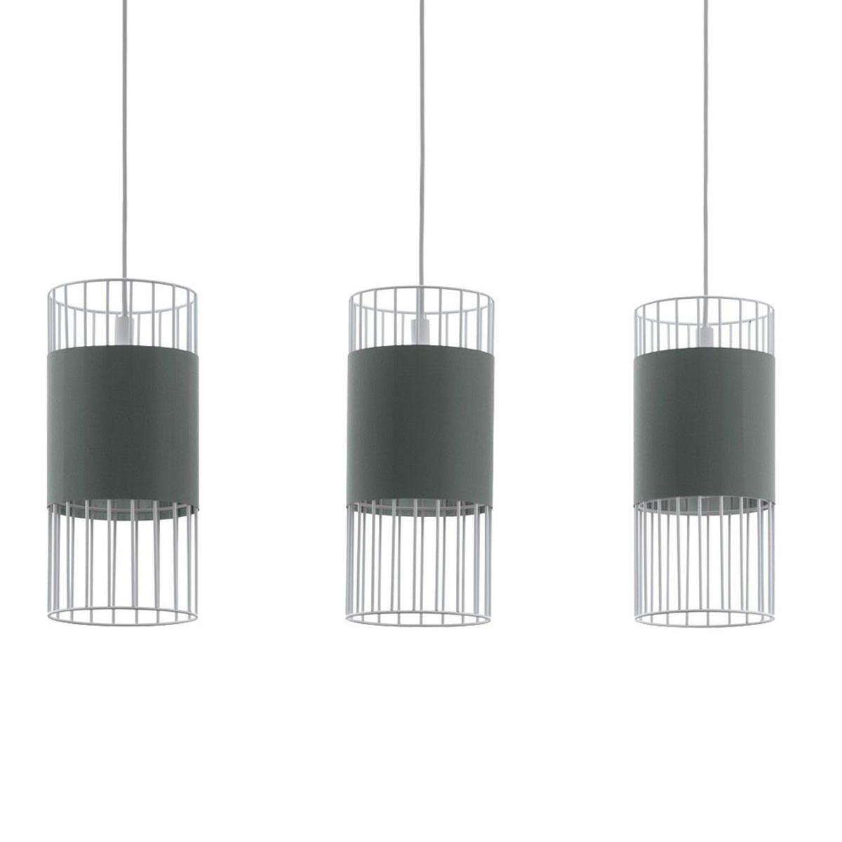 HÄNGELEUCHTE Stahl Textil Grau Gitterdesign - Grau, Metall (74/14/110cm)