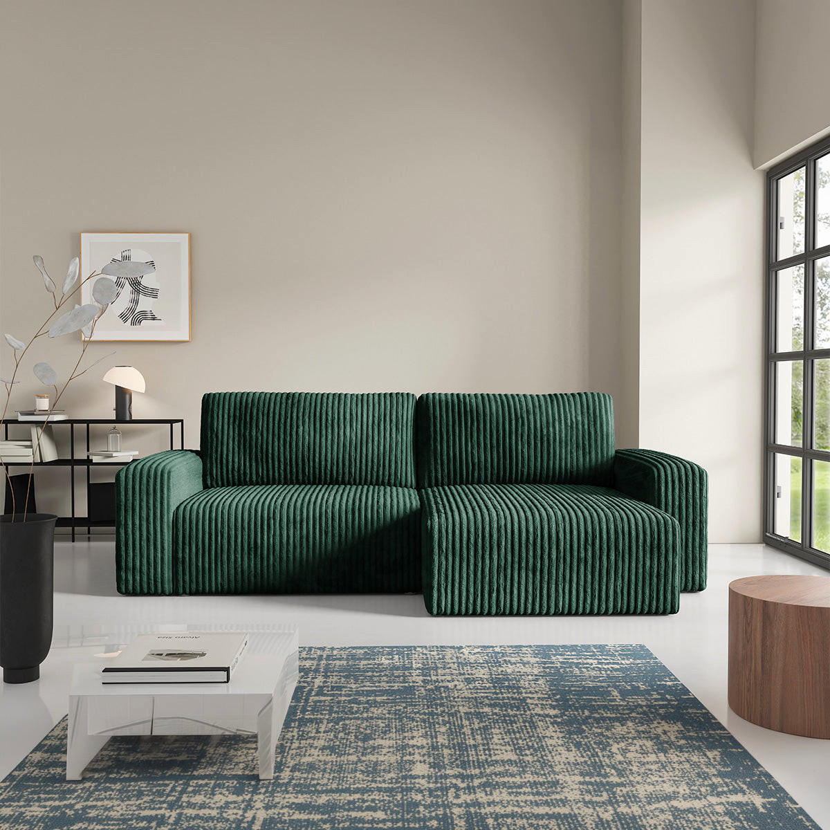 ECKSOFA Angela 3 Sitzplätze Tannengrün - Grün, Holz (252/149cm) - Petits-meubles