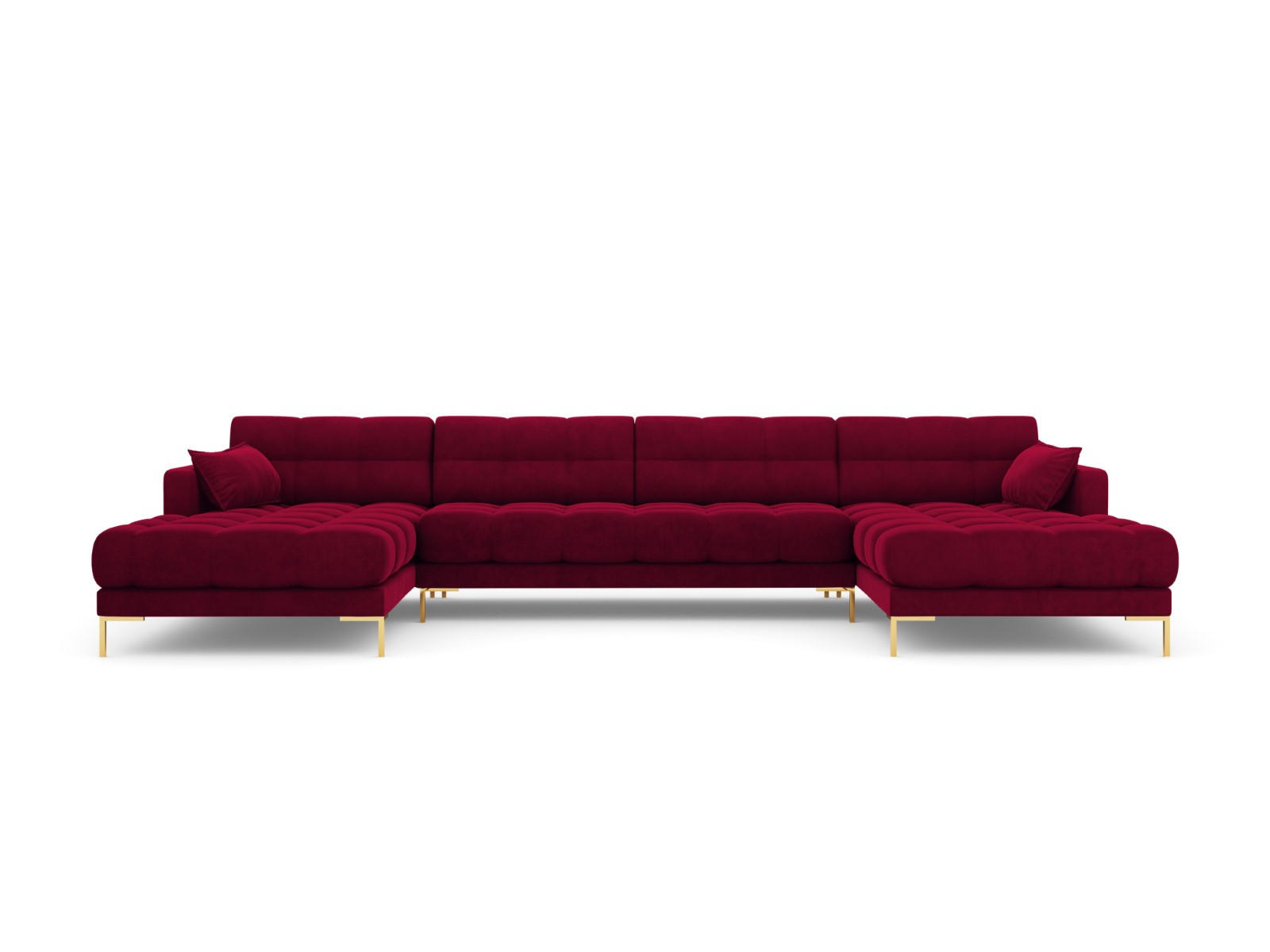 PANORAMASOFA Mamaia aus Samt rot 6 Sitzplätze - Rot, Textil (185/75/383cm) - Micadoni
