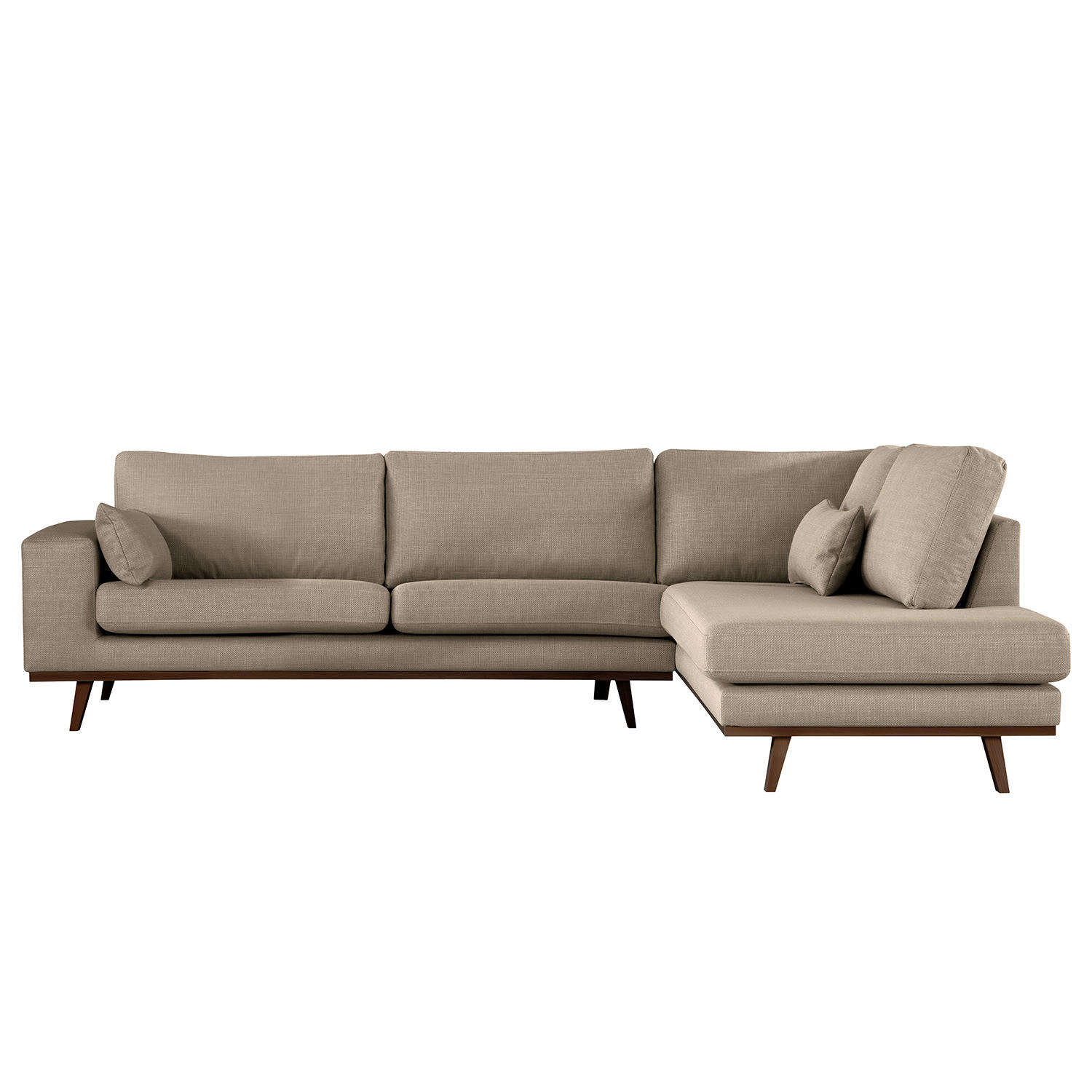 ECKSOFA mit Ottomane - Taupe/Buchefarben, Textil (287/219cm) - home24