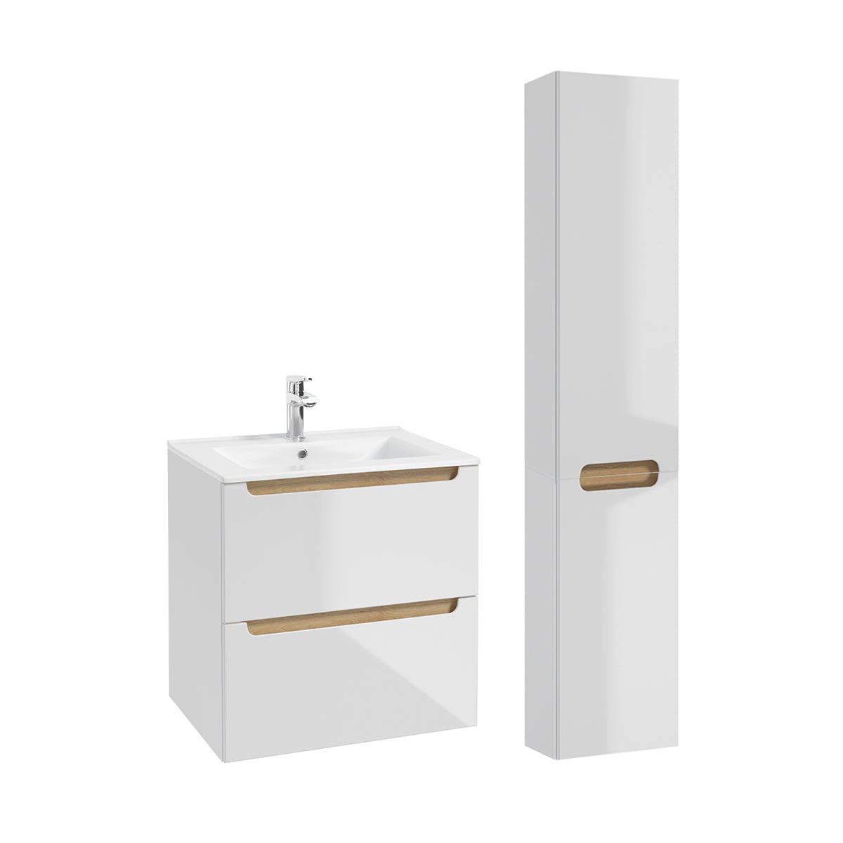 BADMÖBEL 60cm Livia 2er-Set Weiß - Weiß, Holzwerkstoff (60/60/45cm) - Petits-meubles