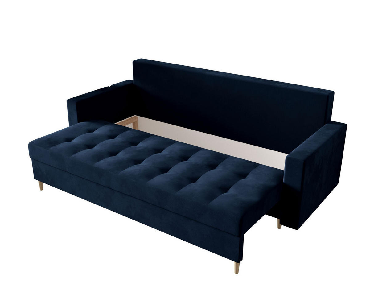 SOFA SKANDI mit Schlaffunktion ITAKA 11 mit Stauraum - Dunkelblau, Textil (90/88/232cm) - Bedante