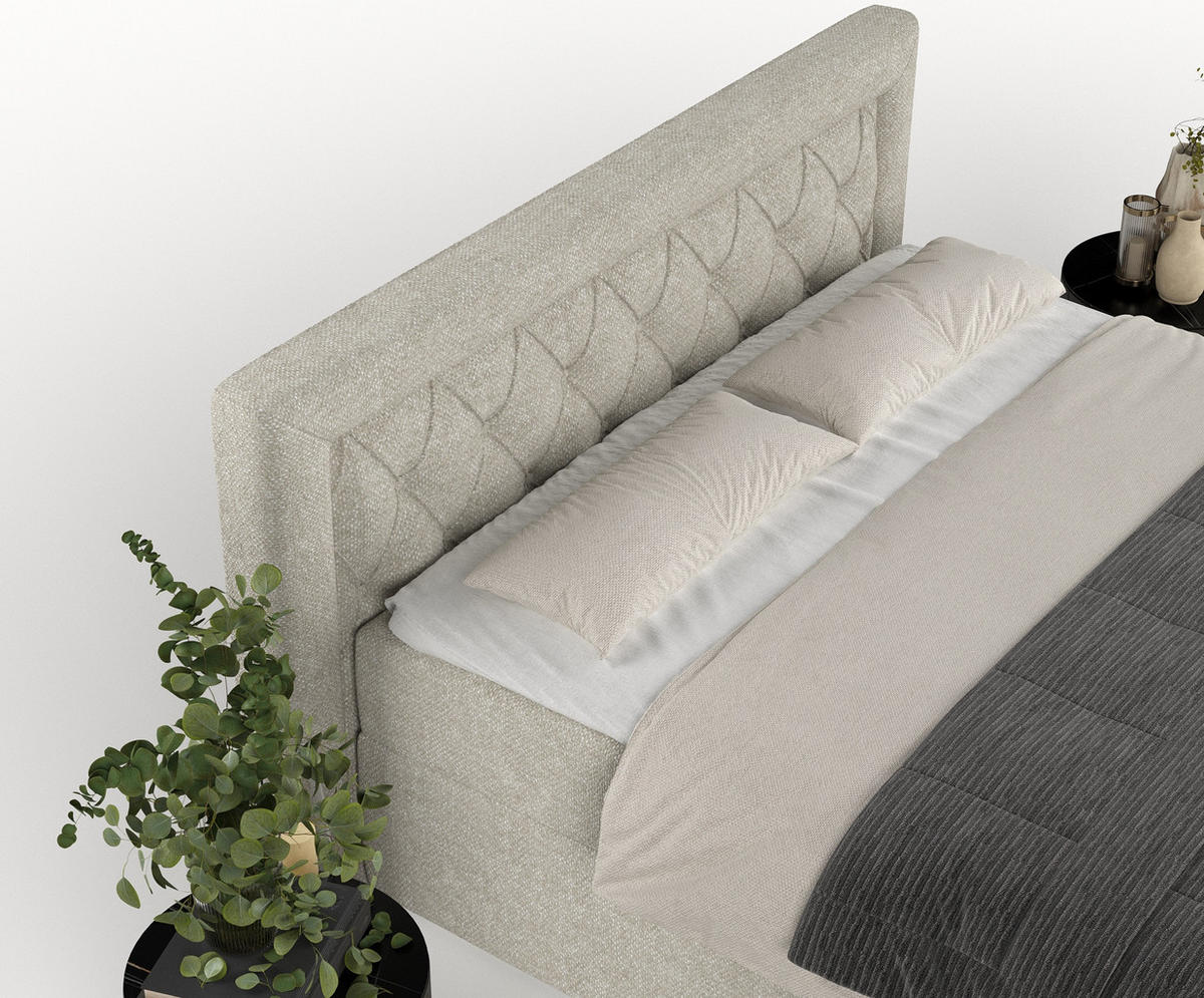 BOXBETT Jayleen Beige Grau 160/200 cm - Beige/Schwarz, Holz/Holzwerkstoff (160/200cm) - Maison de Reve