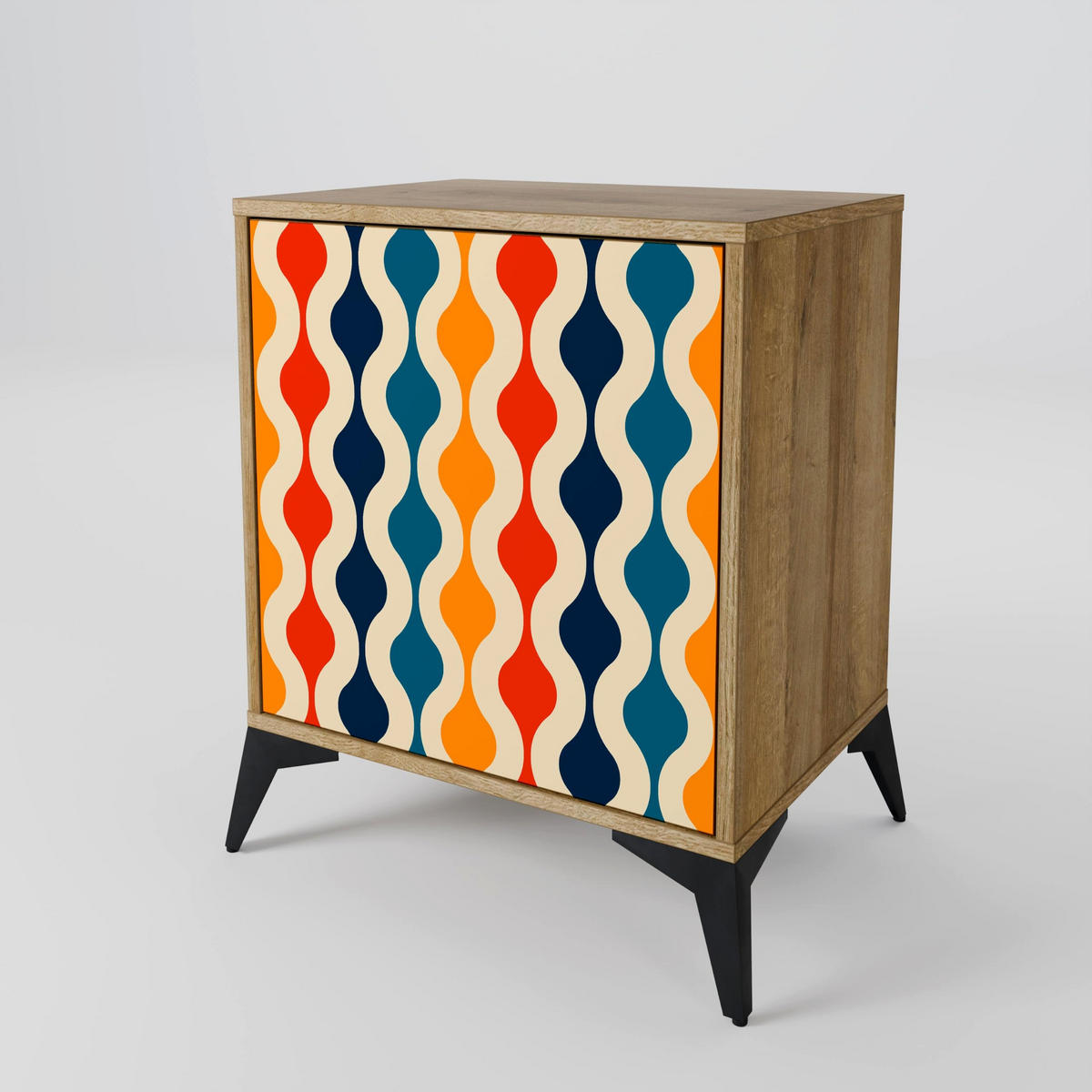SIDEBOARD COLORFUL NOSTALGIA, Eichefarben, 57,5x42x57,5 cm, Ohne Füße - Eichefarben/Multicolor, Holzwerkstoff (57.5/57.5/42cm) - SpaceRebels