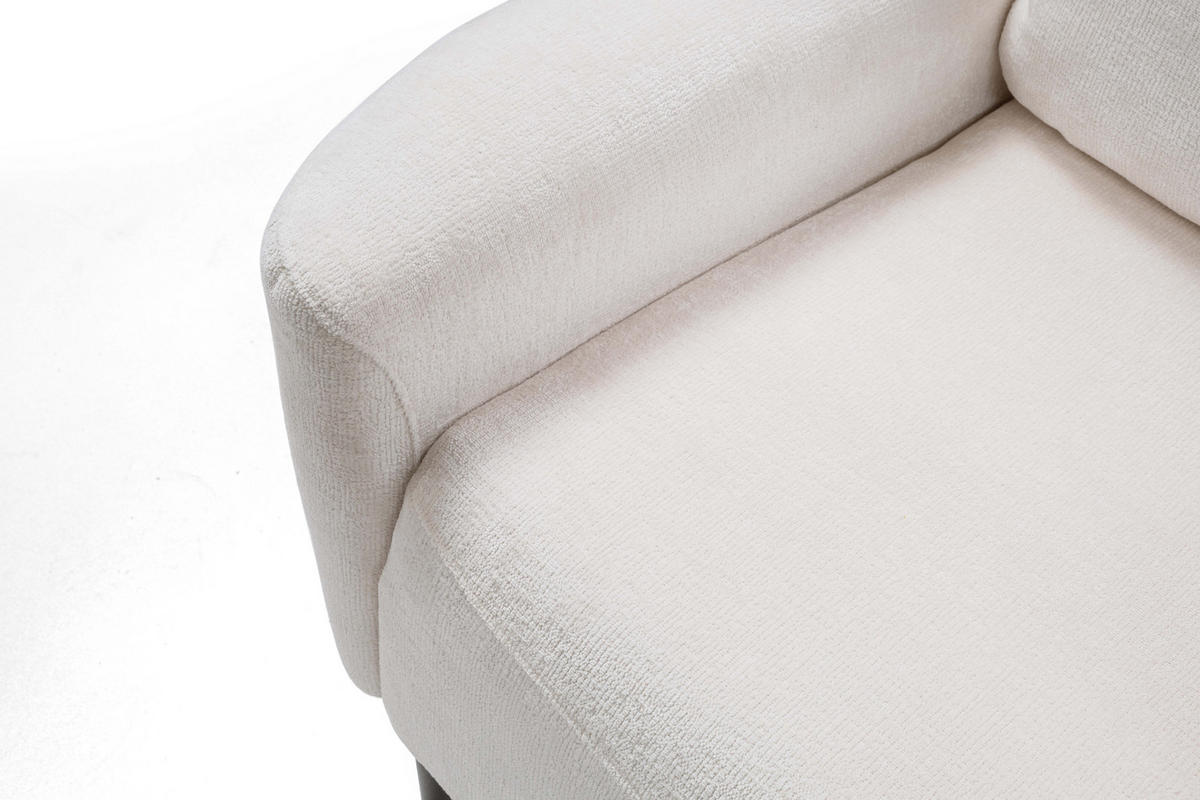 SOFA BOHO Mit Schlaffunktion Und Bettkasten, Wellenfederung, PUR-Schaum, Holzfüße, lose Rückenkissen, freistehend, 244x102x92 cm Cream - Creme, Holz/Textil (244/92/102cm) - DomoHome
