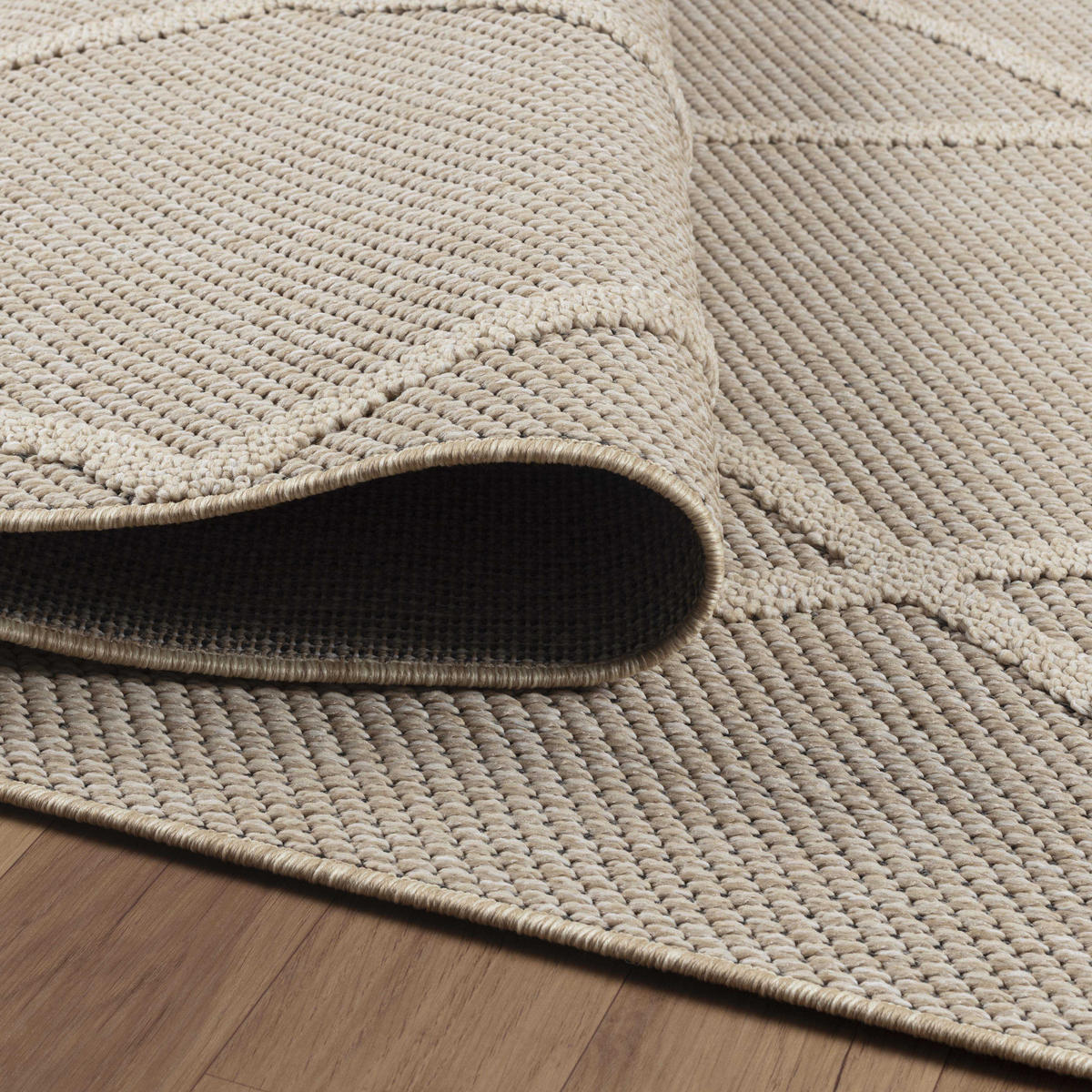TEPPICH Outdoor Flachgewebe Boho-Muster Polypropylen Terrasse Beige Läufer 80x150 - Beige, Textil (80/150cm) - KADIMA DESIGN